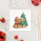 Serviette En Papier Chiens Goldendoodle de Noël (En situation)