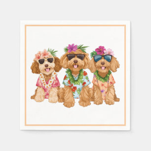 Serviette En Papier Chiens Goldendoodle Hawaïens Lei de fleurs