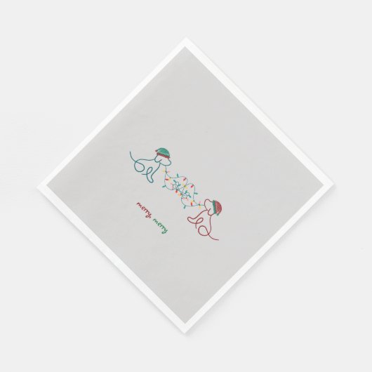 Serviette En Papier Chiens jouant avec des serviettes de Noël (Coin)