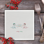 Serviette En Papier Chiens jouant avec des serviettes de Noël