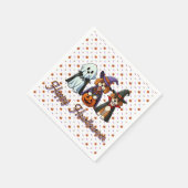 Serviette En Papier Chiens mignons comme fantôme, sorcière et vampire (Coin)