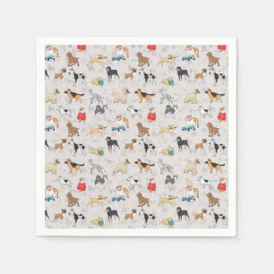 Serviette En Papier Chiens mignons Design Motif Blanc