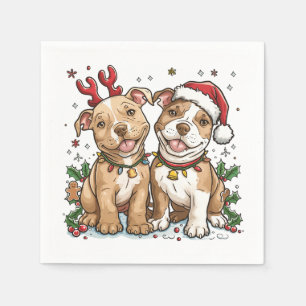 Serviette En Papier Chiens Pit Bull de Noël