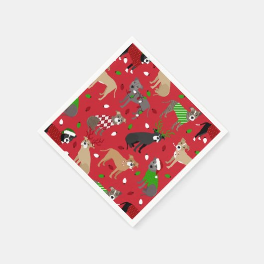 Serviette En Papier Chiens Pitbull de Noël (Coin)