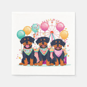 Serviette En Papier Chiens Rottweiler À Un Carnaval