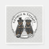 Serviette En Papier Chiens Rottweilers de mariage Mariée et Marié Mign (Devant)