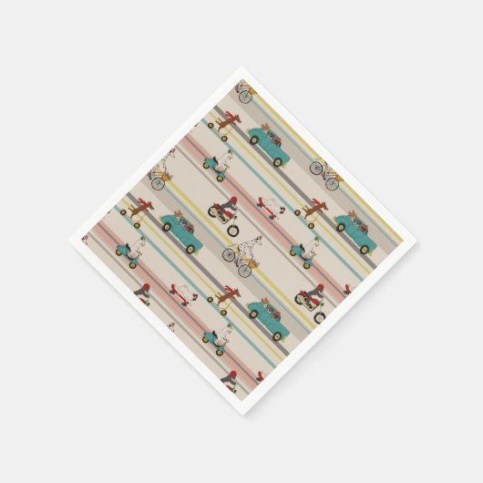 Serviette En Papier Chiens se déplaçant dans les véhicules Motif (Coin)