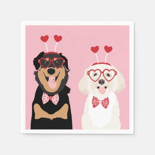 Serviette En Papier Chiens Valentine Rottweiler Maltipoo Chiot (Devant)