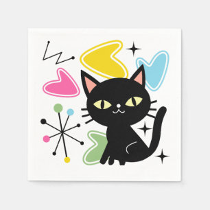 Serviette En Papier Chiffre noir du milieu du siècle