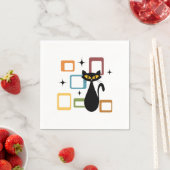 Serviette En Papier Chiffre noir du milieu du siècle (En situation)