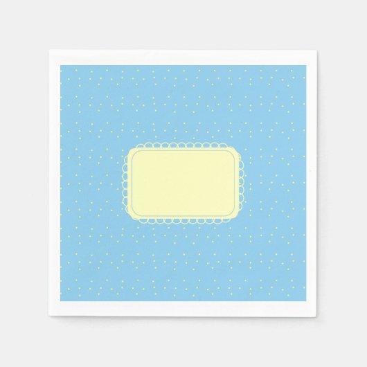 Serviette En Papier Chiffres Bébé Bleu et Jaune (Devant)