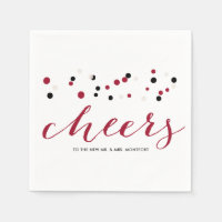 Chiffres Confetti modernes rouge et noir Mariage