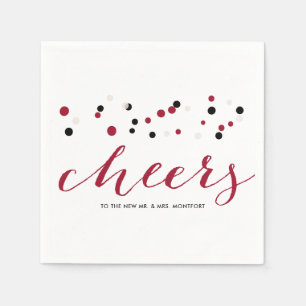 Serviette En Papier Chiffres Confetti modernes rouge et noir Mariage