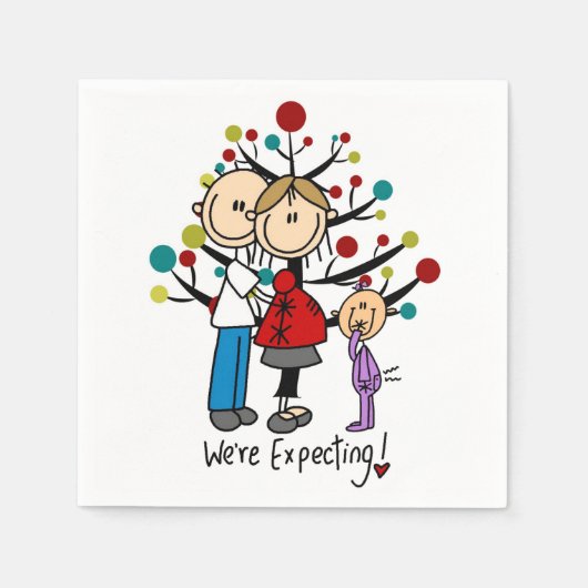 Serviette En Papier Chiffres de bâton Fille des parents attendus (Devant)