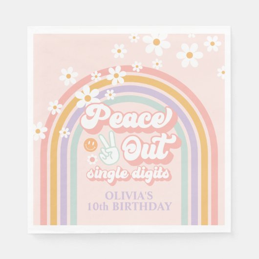 Serviette En Papier Chiffres simples Peace Out Pastel rainbow (Devant)