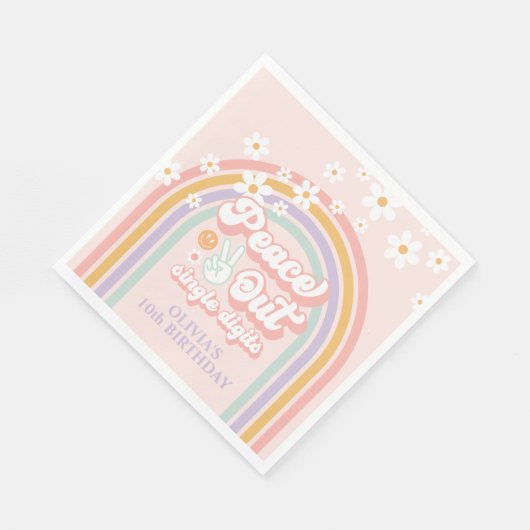 Serviette En Papier Chiffres simples Peace Out Pastel rainbow (Coin)