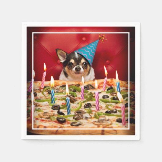 Serviette En Papier Chihuahua Anniversaire Pizza Pie (Devant)