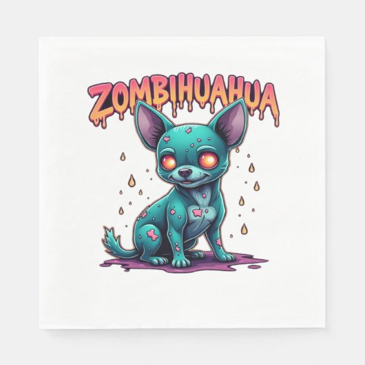 Serviette En Papier Chihuahua Chi Chichi Chiwawa Zombie Chien Hallowee (Devant)