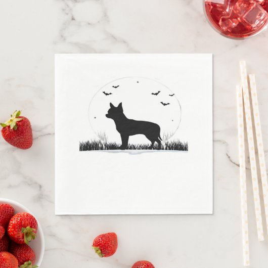 Serviette En Papier Chihuahua Chien - Halloween Moon Silhouette Classi (En situation)
