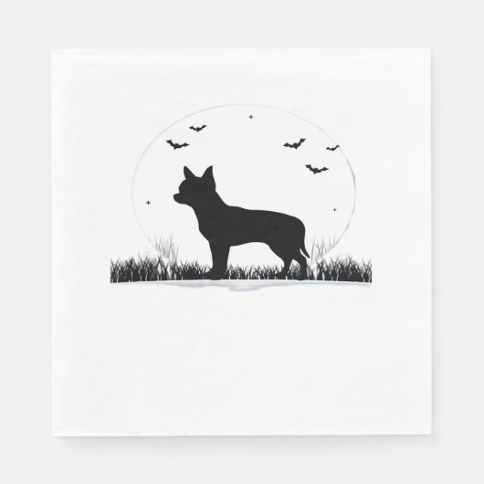 Serviette En Papier Chihuahua Chien - Halloween Moon Silhouette Classi (Devant)