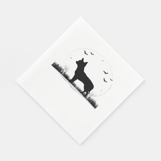 Serviette En Papier Chihuahua Chien - Halloween Moon Silhouette Classi (Coin)