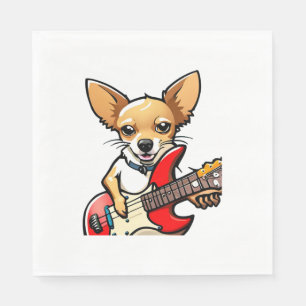 Serviette En Papier Chihuahua chien jouant de la guitare électrique. V