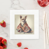 Serviette En Papier Chihuahua Chig En Japonais Kimono Robe Illustratio (En situation)