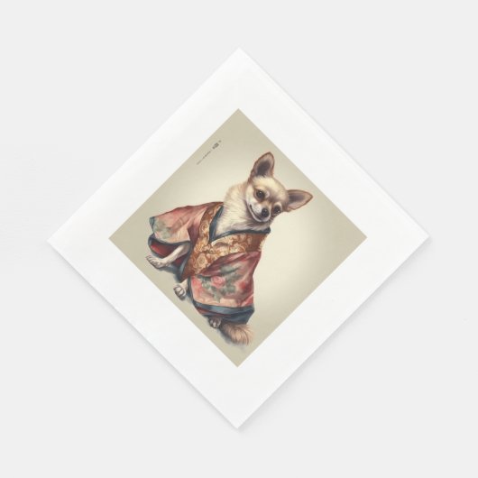 Serviette En Papier Chihuahua Chig En Japonais Kimono Robe Illustratio (Coin)