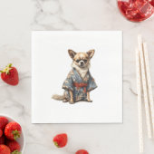 Serviette En Papier Chihuahua Chig En Japonais Kimono Robe Illustratio (En situation)