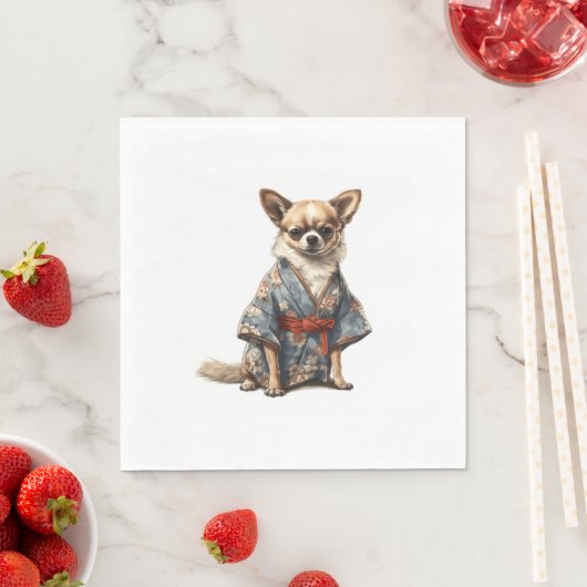 Serviette En Papier Chihuahua Chig En Japonais Kimono Robe Illustratio (En situation)