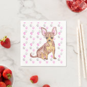 Serviette En Papier Chihuahua Chiuppy en Aquarelle et Empreintes de pa (En situation)