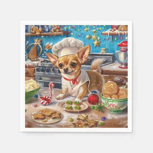Serviette En Papier Chihuahua Gîtes de vacances : Noël festif (Devant)
