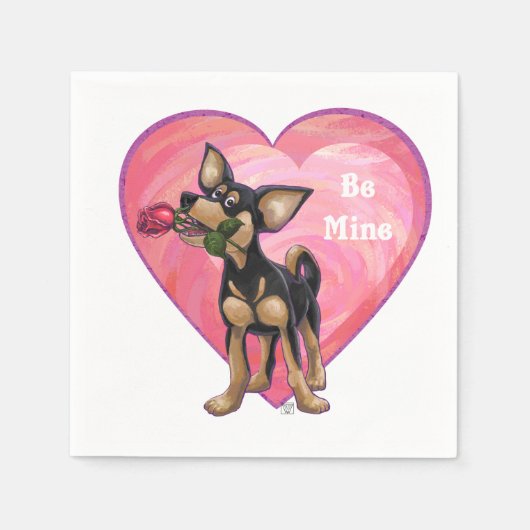Serviette En Papier Chihuahua Saint-Valentin (Devant)