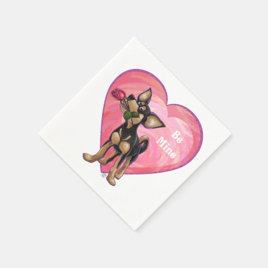 Serviette En Papier Chihuahua Saint-Valentin (Coin)