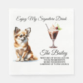 Serviette En Papier Chihuahua Signature Boire Mariage Animaux domestiq (Devant)
