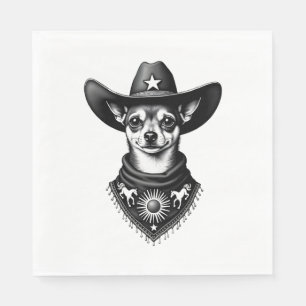 Serviette En Papier Chihuahua vintage style cow-boy gravure western D