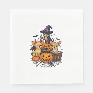 Serviette En Papier Chihuahuas d'Halloween Citrouilles Chapeau de Sorc