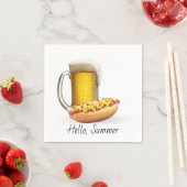 Serviette En Papier Chili Hot Dog et bière sur blanc (En situation)