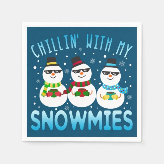 Serviette En Papier Chillin drôle avec mes neiges Noël (Devant)