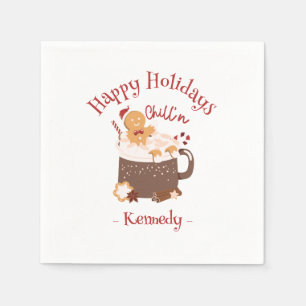 Serviette En Papier Chillin' Noël Chocolat chaud et pain d'épices