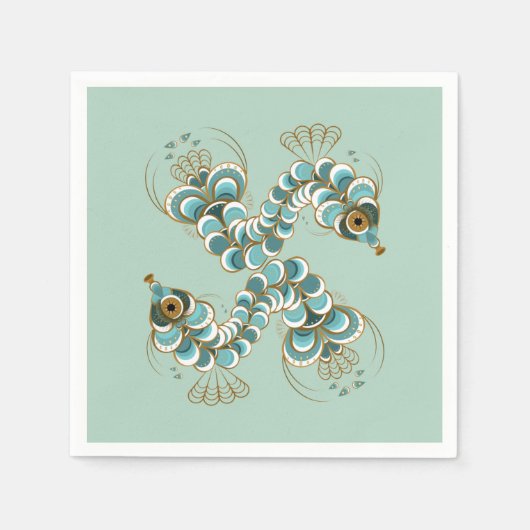 Serviette En Papier Chimera - Peacock Seahorse Papier Napkins (Devant)
