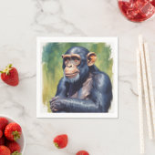 Serviette En Papier Chimpanzé fou mignon (En situation)