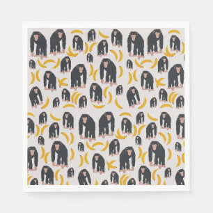 Serviette En Papier Chimpanzé singe et Motif bananier
