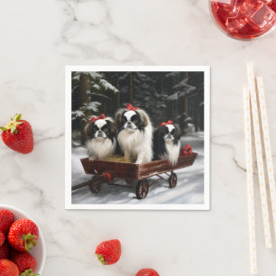 Serviette En Papier Chin Japonais Traîneau enneigé Décor de Noël