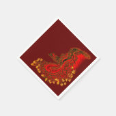 Serviette En Papier Chine Dragon rouge et or design (Coin)