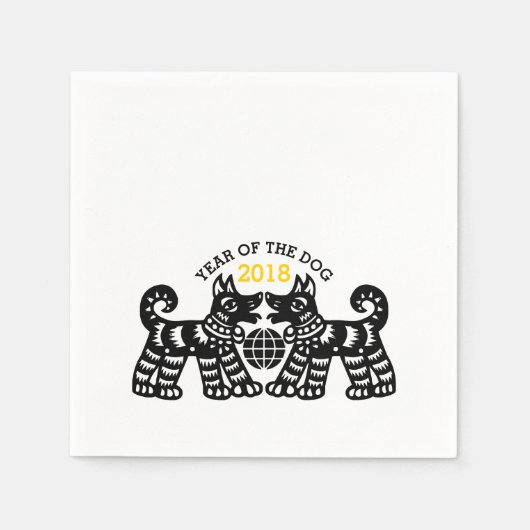 Serviette En Papier Chine Papercut Earth Dog Année 2018 Papier Napkin (Devant)