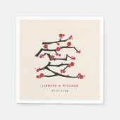 Serviette En Papier Chinese Love Red Cherry Blossoms (Devant)