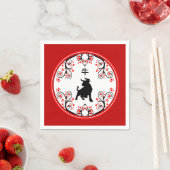 Serviette En Papier Chinese New Year Ox with Red Blossoms (En situation)
