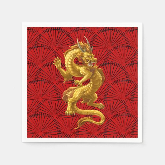 Serviette En Papier Chinois Lucky Gold Dragon Papier serviettes (Devant)