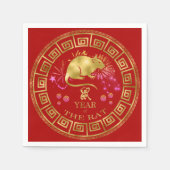 Serviette En Papier Chinois Zodiac Rat Rouge/Or ID542 (Devant)